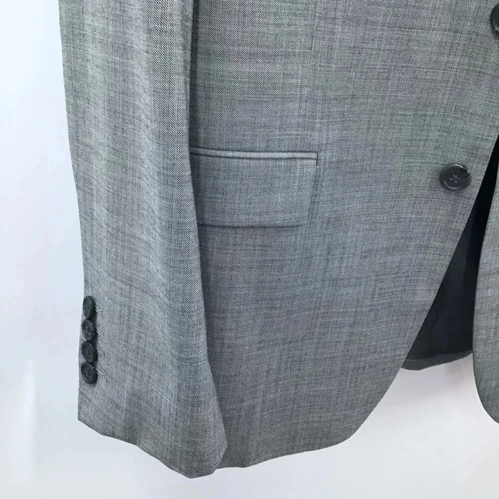 Men's Egara Suit Blazer 42 R Slim Fit 100% Wool Heather Gray Lined Vented
